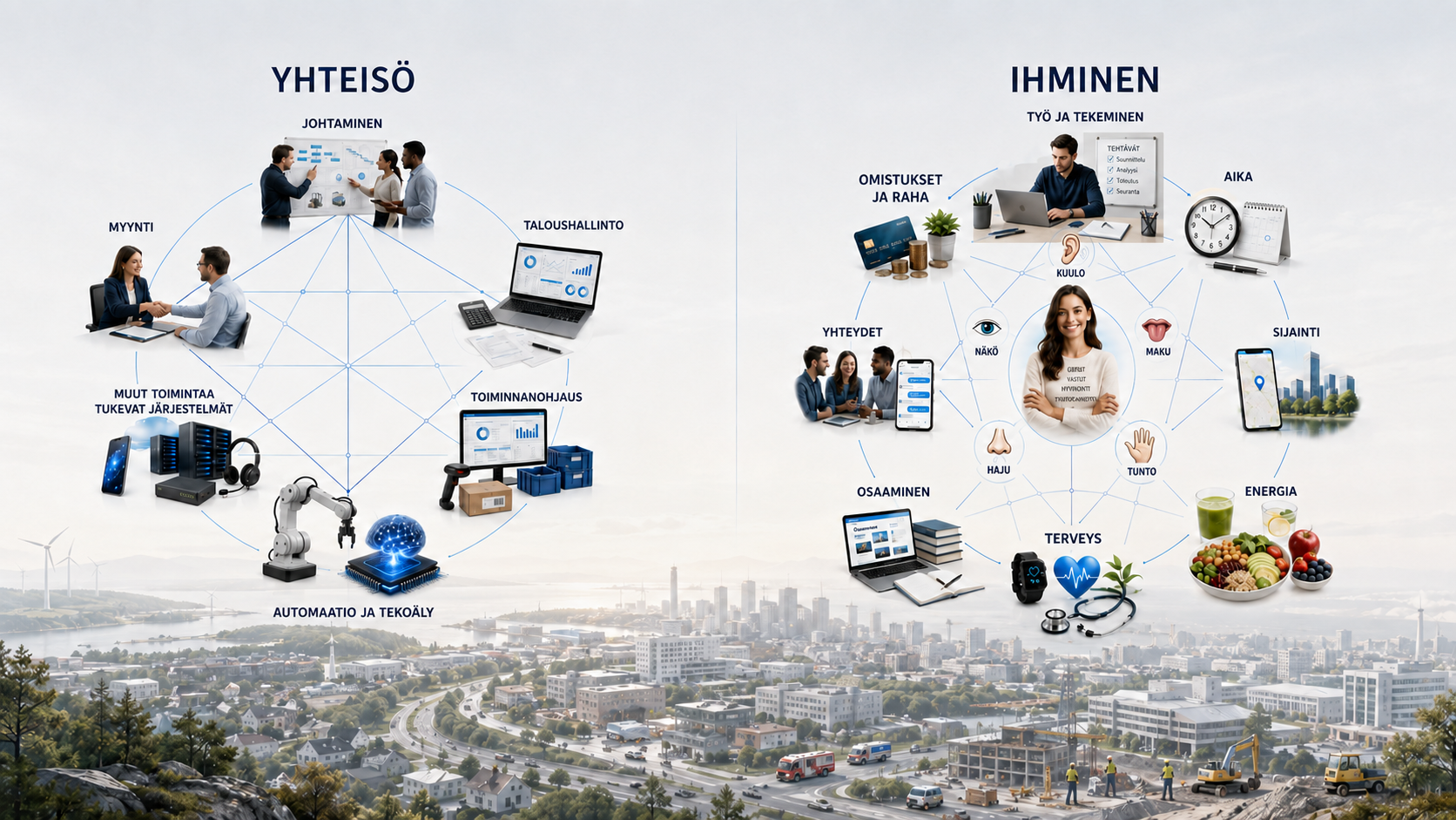 Askelen framework, jossa yhteisöt ja ihminen yhdistyvät